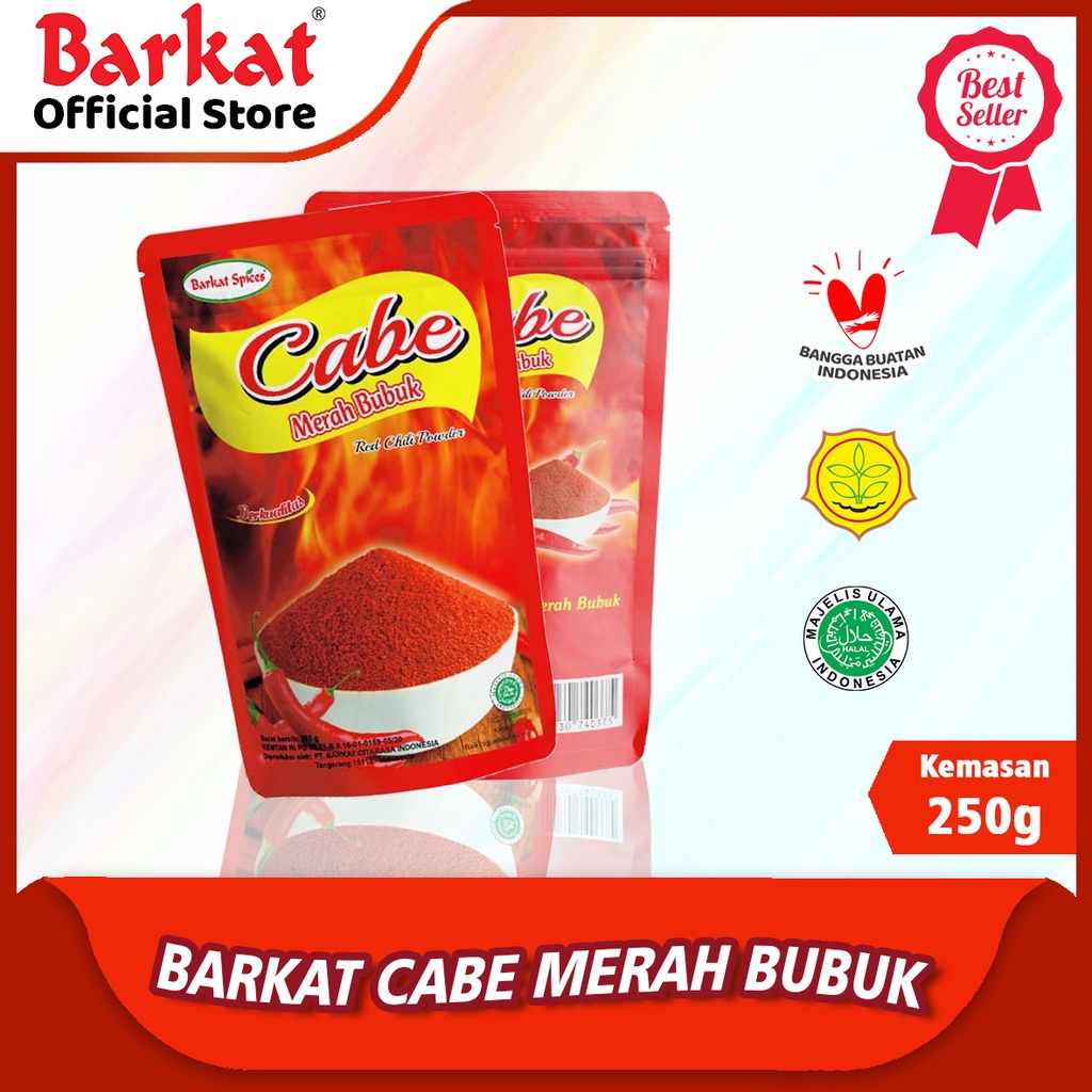 

Barkat Cabe Merah Bubuk Serbaguna 250 gram Harga 1 pcs 100% Rempah Murni Asli Sejak 1939