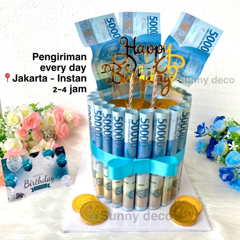 (READY) Money cake | kue uang | kue ulang tahun | money birthday cake | kue uang murah| dummy cake | kue uang jakarta | kado ultah | buket ulang tahun, flower bouquet, money bouquet, flower cake, buket valentin, kado wedding, anniversary, money bloom box