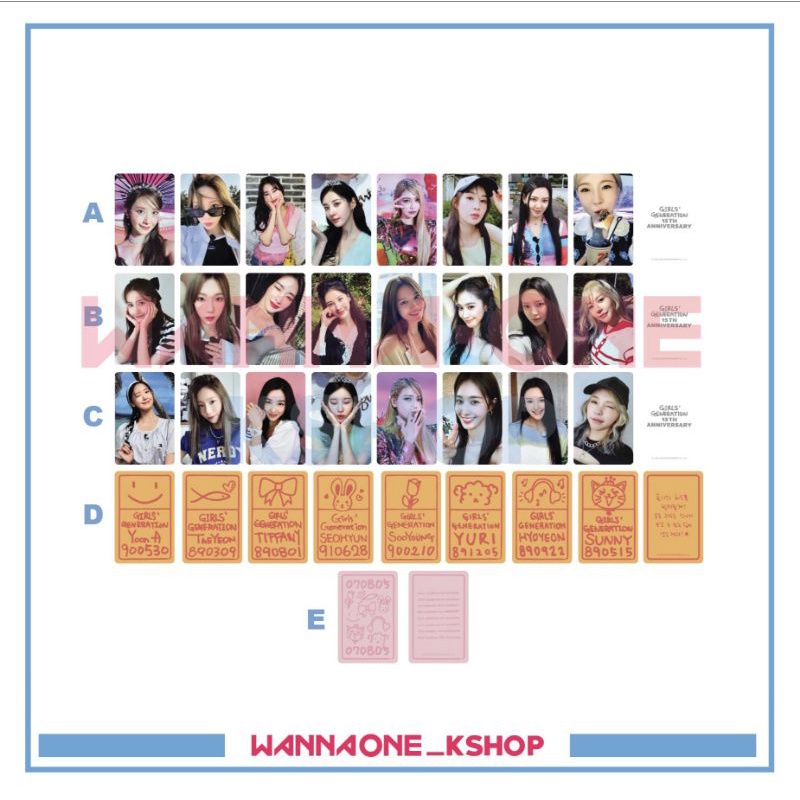 photocard SNSD 15th Anniversary girls generation