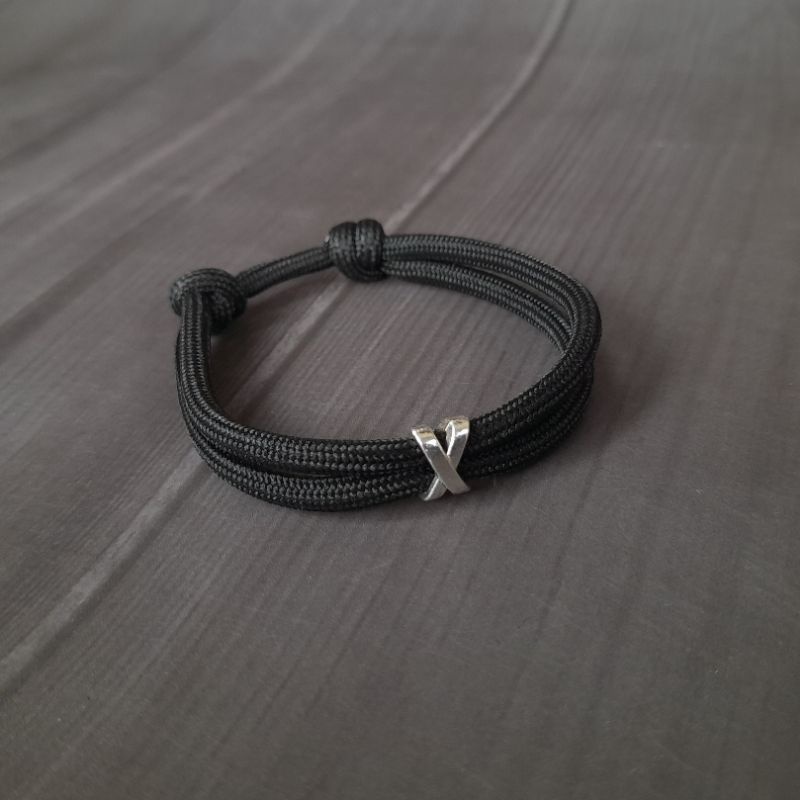 Gelang Paracord 550 Premium 4mm Simple Knot X metal beads spacer Pria