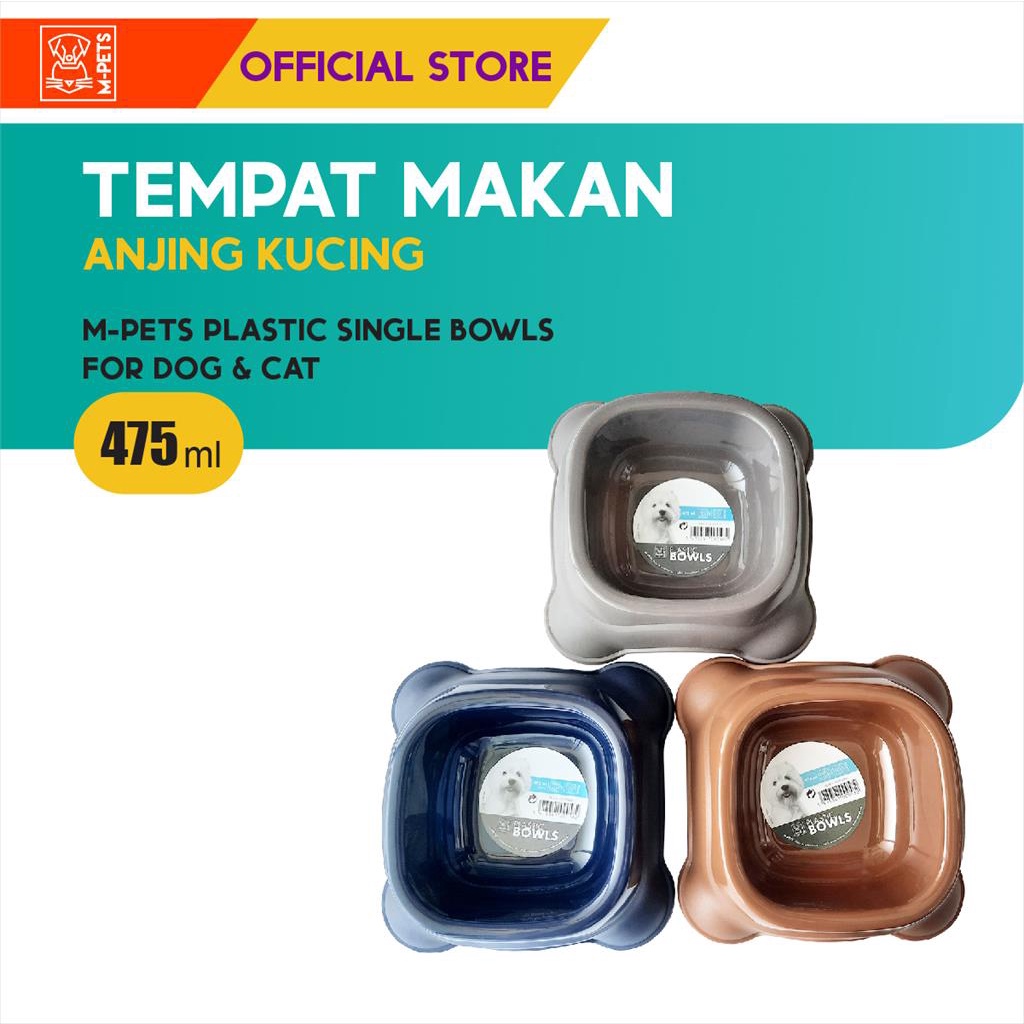 M-Pets Plastic Single Bowl 475 ml / Tempat Makan Anjing Kucing