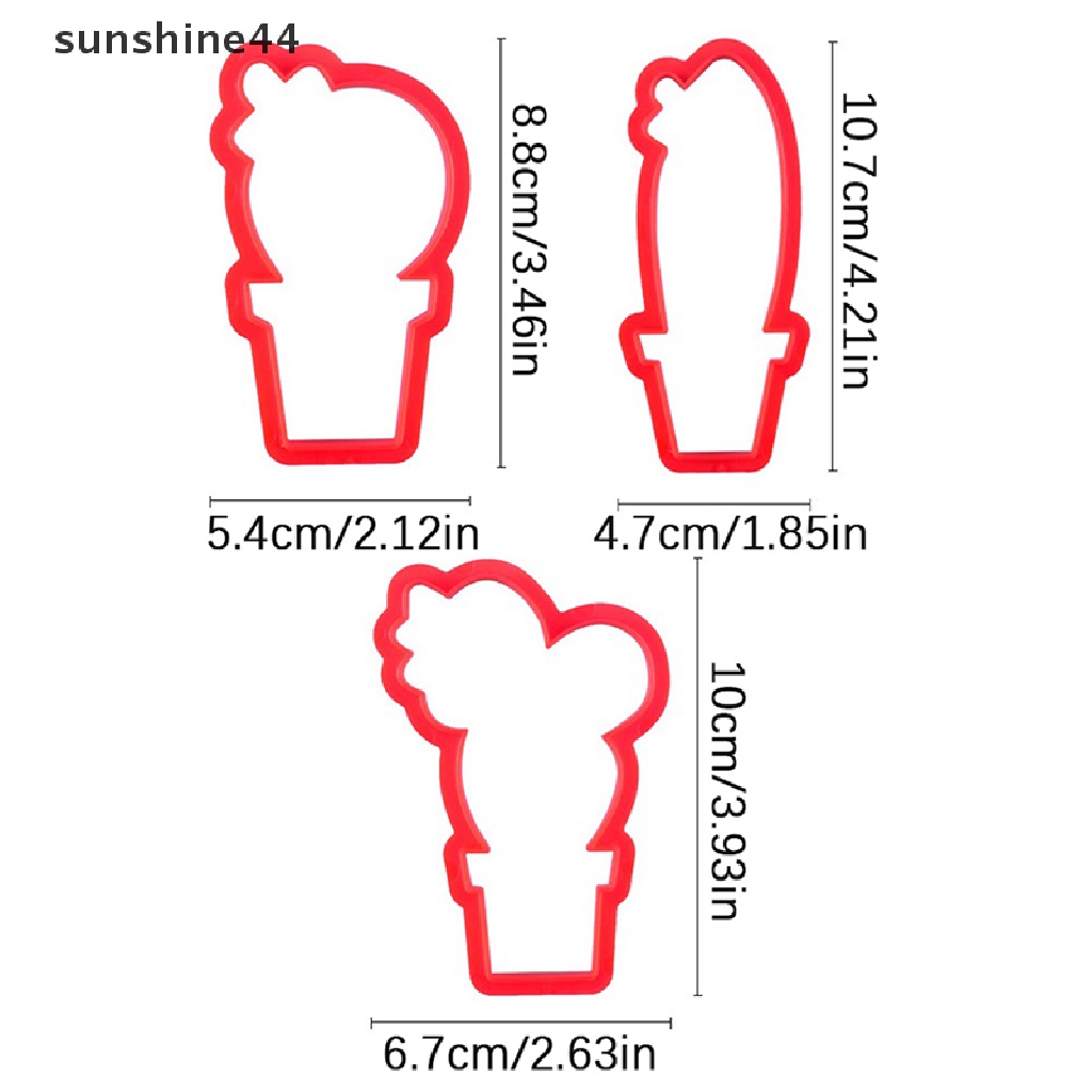 Sunshine 3Pcs Cetakan Pemotong Fondant Bentuk Kaktus Untuk Dekorasi Kue