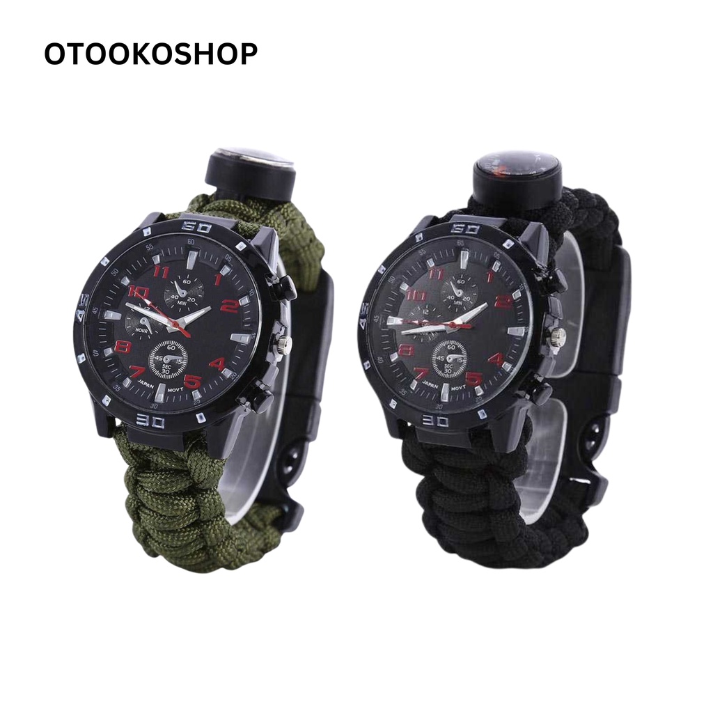 Jam Tangan Paracord Gunung Petualangan Survival Multifungsi Watch Gelang Kompas Outdoor Camping