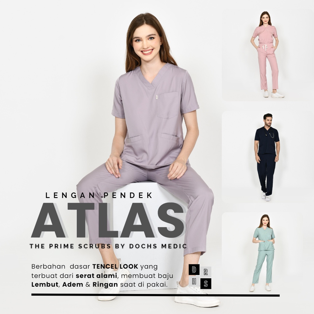 ATLAS Scrubs / Baju OK / Baju Jaga Lengan Pendek (The Prime Scrubs By DOCHS MEDIC)