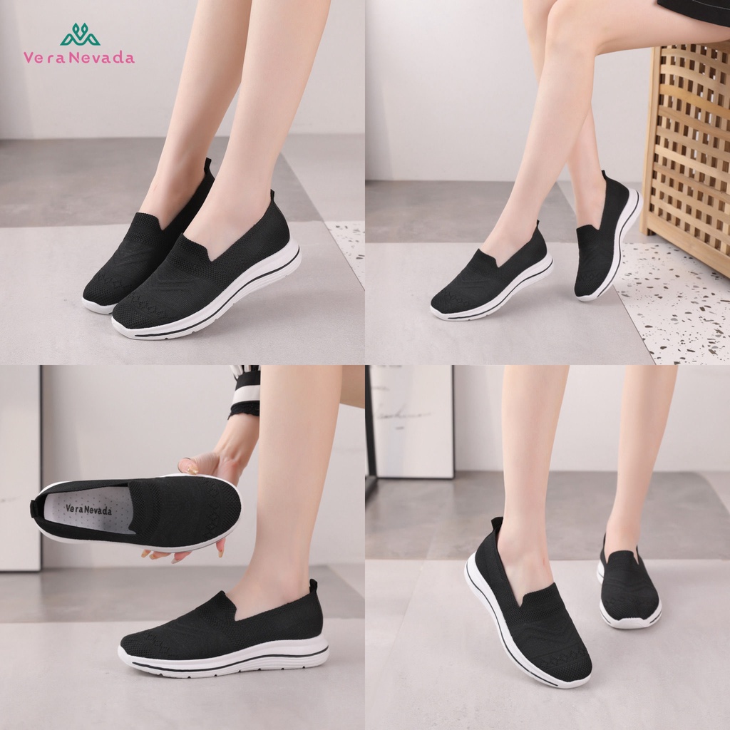 Vera Nevada Sepatu FlyKnit Flat Slip On Wanita Shoes #VL01