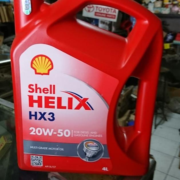 Oli Shell Helix HX3 20w 50 4 liter / 1 galon botol merah oli mobil