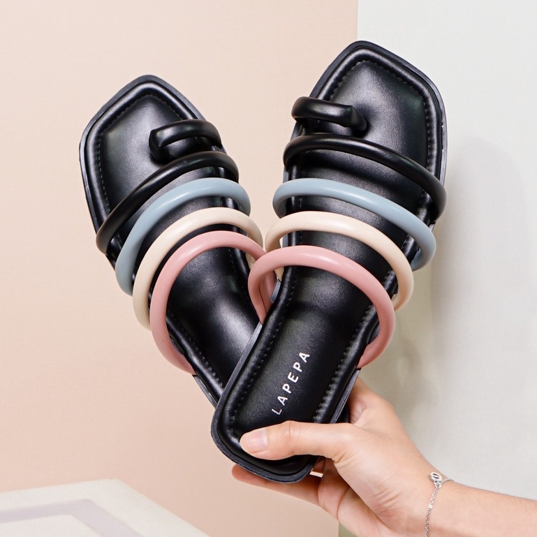 LAPEPA YUK - CLARISSA Sandal Wanita Teplek Korea Casual Size 36 - 40 Sendal Slop Empuk Flat Cewek Kasual Rumahan Warna Lilac Ungu Selop Korean Style Santai Premium 37 38 39 Perempuan Kekinian Terbaru Shoes ORI Original Mall Official Store