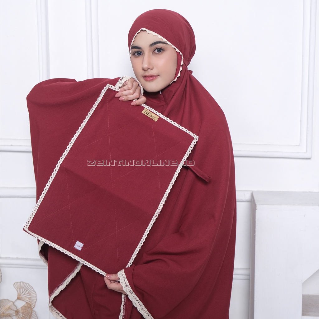 Zeintin - Full set sejadah Mukena dewasa Katun traveling Renda premium Zeintin AT