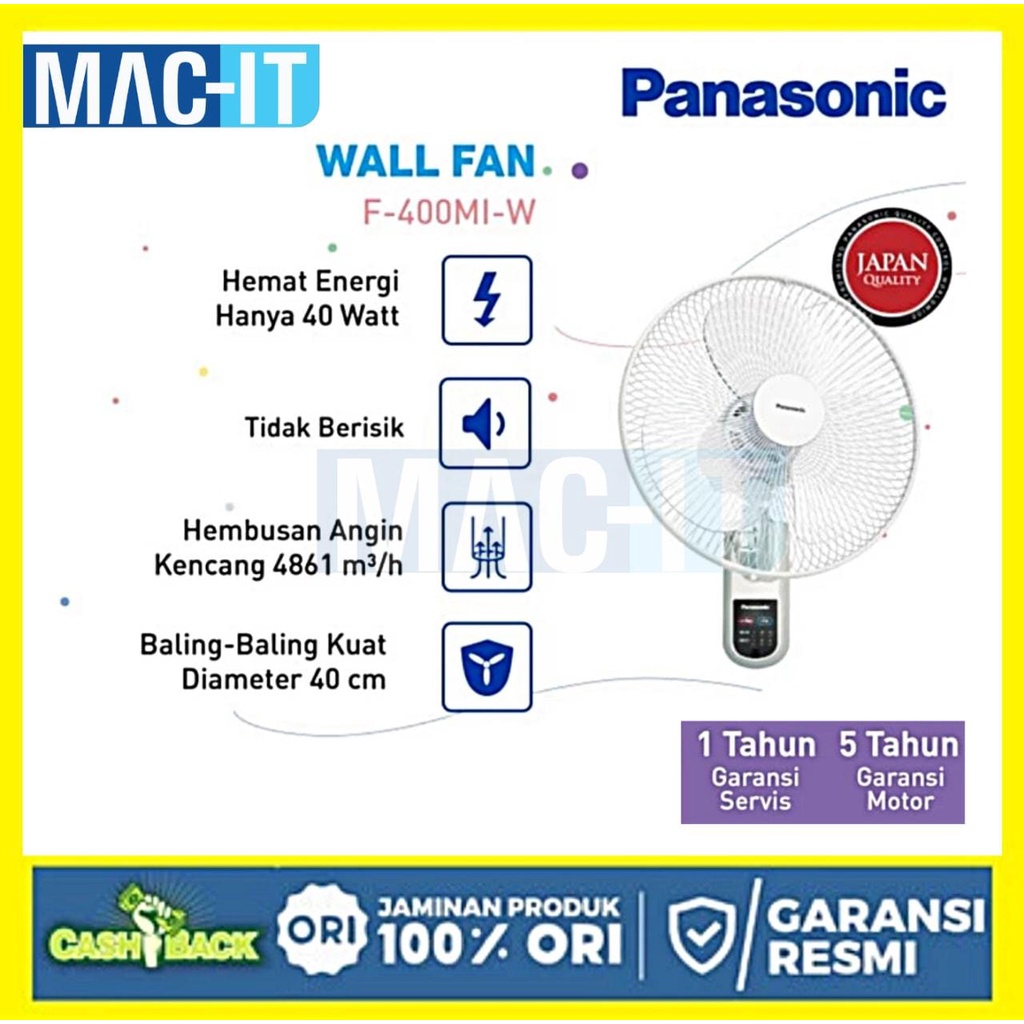 Jual Panasonic Kipas Angin F-400MI / F-400MI-W WALL FAN Kipas Angin ...