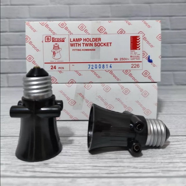 FITTING LAMPU GANTUNG KOMBINASI 2 COLOKAN BROCO 226