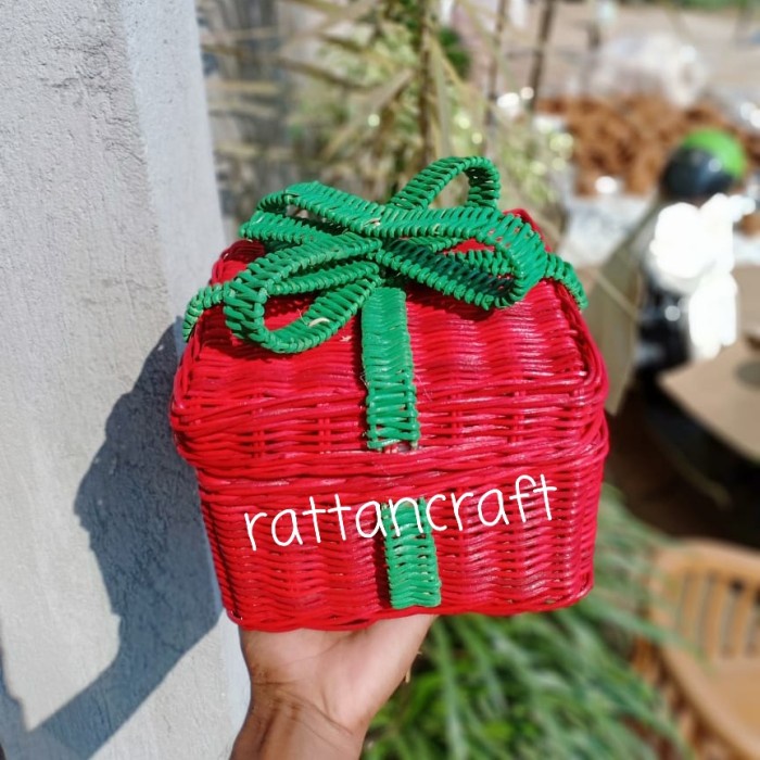 

(COD) Kotak Kado Rotan/Rotan Natal/Rattan Christmas/Christmas Hampers - Merah Hijau