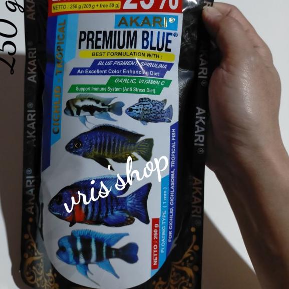 Akari premium blue ciklid 250 gram pakan ikan ciklid