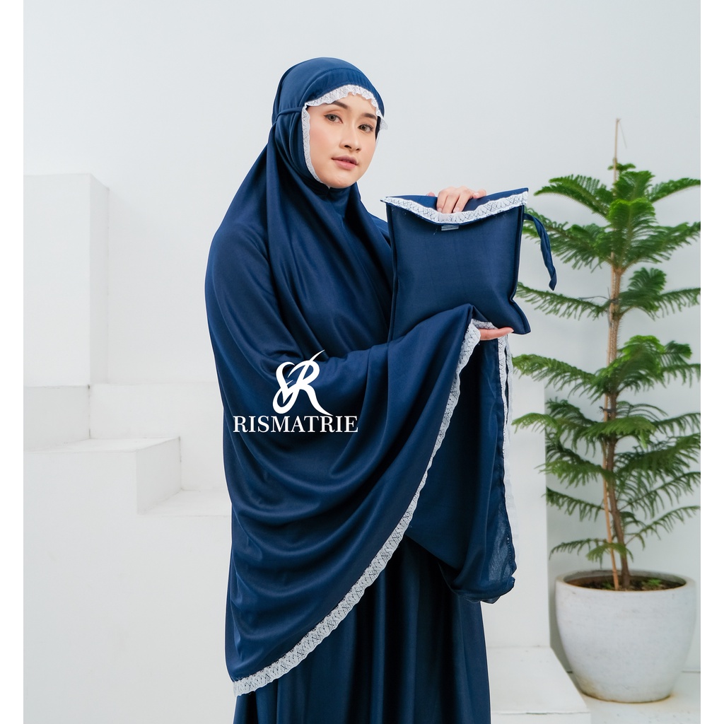 MUKENA AMPLOP JUMBO Mukena travel Renda Premium MUKENAH TRAVELING MUKENA TR Mukenah hyget higet Rismatrie JUMBO Hyget Polos All Siza Free Tas Traveling-Mukena Amplop navy