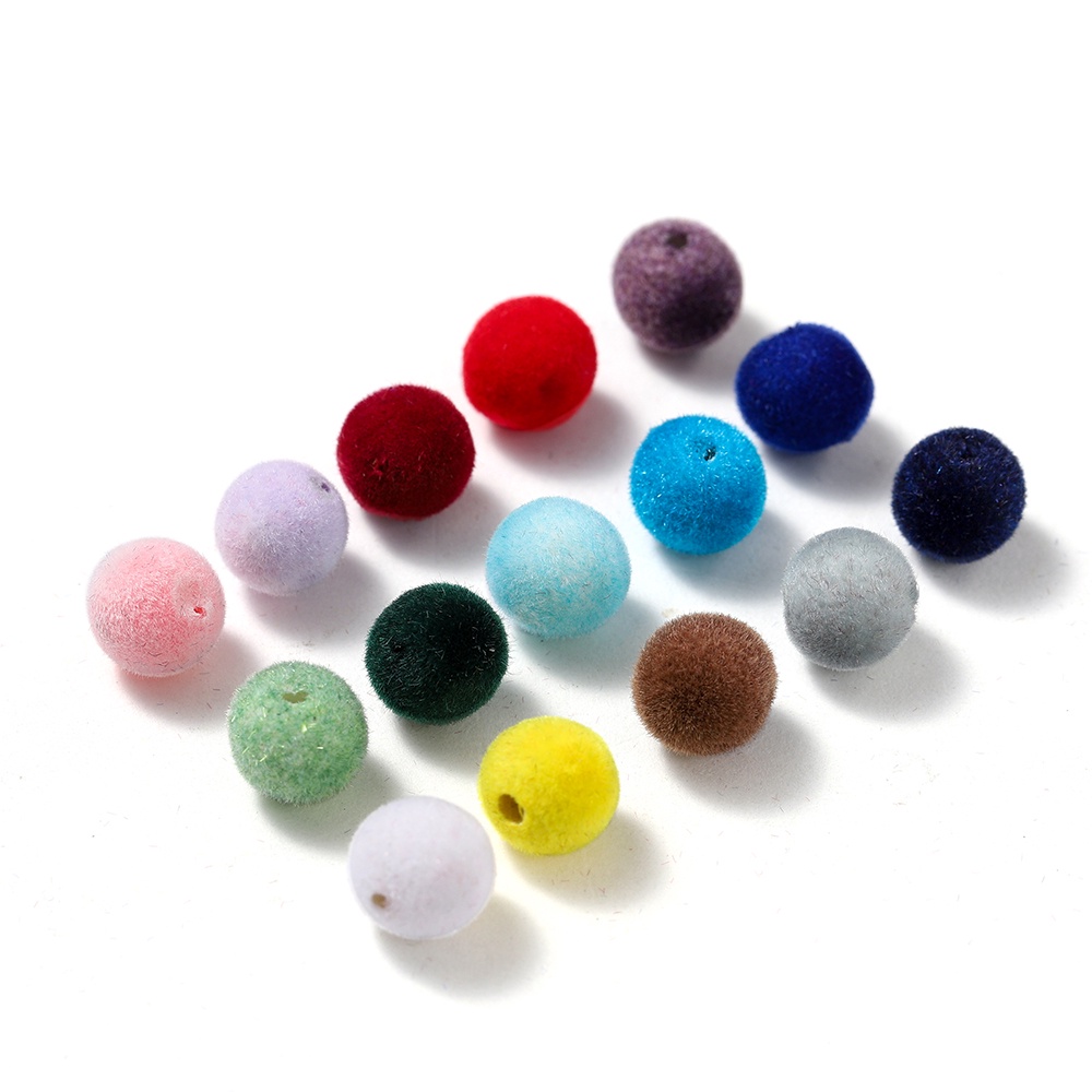 30pcs Manik-Manik Flocking Akrilik Untuk Membuat Perhiasan DIY