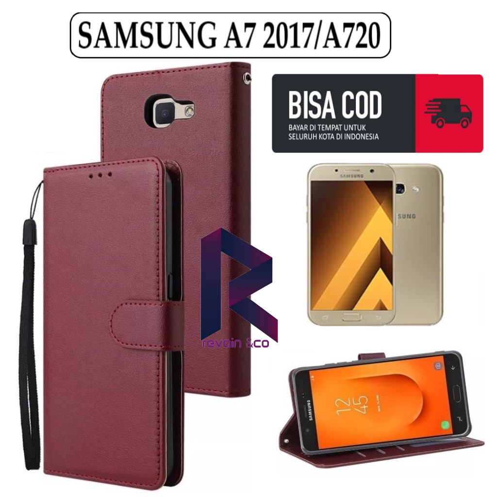 CASE SAMSUNG A7 2017 FLIP WALLET LEATHER KULIT PREMIUM SARUNG BUKA TUTUP KESING HP FLIP CASE SAMSUNG A7 2017/A720