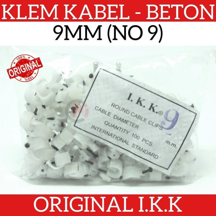 Original IKK Isi 100 Pcs Klem Kabel Clamp Paku Beton Ukuran 9mm No 9