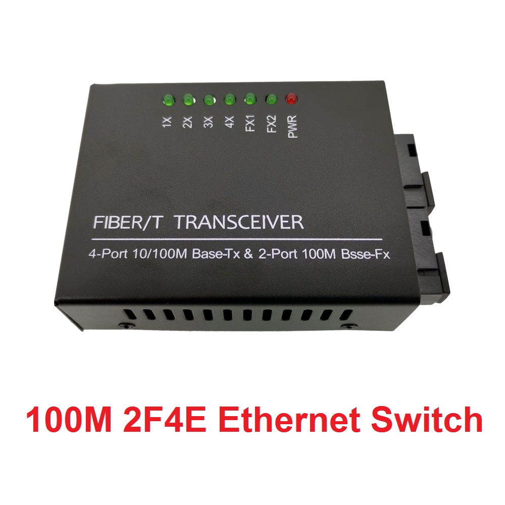 Media Converter Fiber Ethernet Switch 2F4E Optik 2 SC 4 RJ45 Fiber Transceiver RJ45 2O4E dengan Adapter