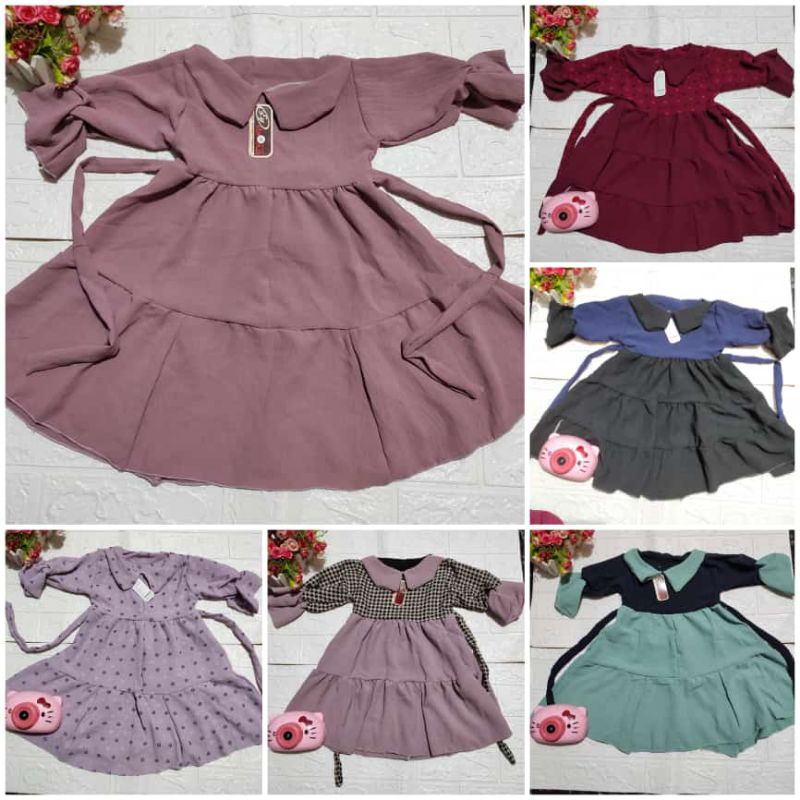 GAMIS ANAK CRINGKLE USIA 1 2 3 4 5 6 TAHUN / DRESS MIDI ANAK  / GAMIS ANAK PEREMPUAN / GAMIS BABY / 