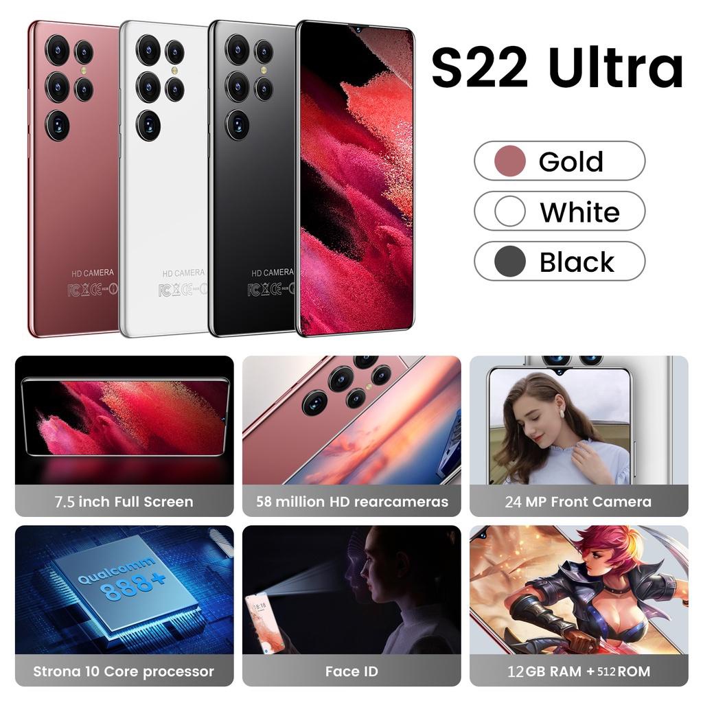 【Bisa COD】Galaxy S22 Ultra HP Murah RAM 12GB 512GB Handphone Android 11 AMOLED 7.5 Garansi Resmi Promo Cuci Gudang Ponsel Baru Original 4G/5G Smartphone hp murah-1