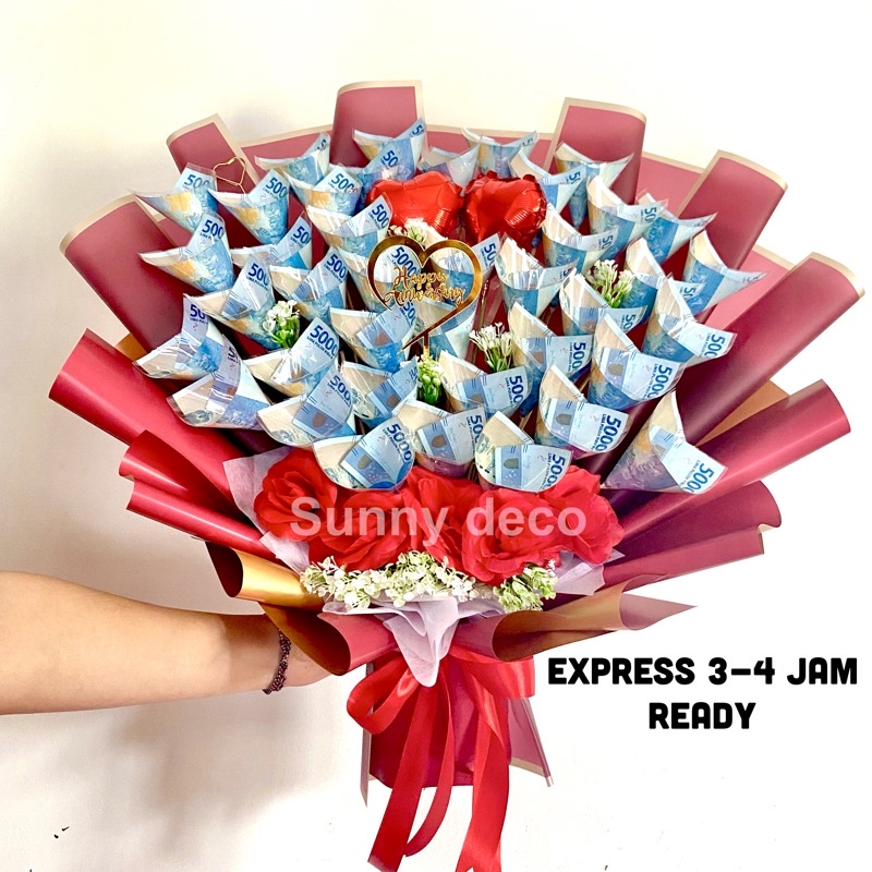 [ READY] Buket Bunga Uang 100 Ribuan | Money Bucket Instant Jakarta | Kado Ulang tahun  hadiah  buket sultan money bouget  buket costum money buket bunga/ buket uang, money cake, hadiah ulang tahun, hadiah kado hari ibu, hari ayah