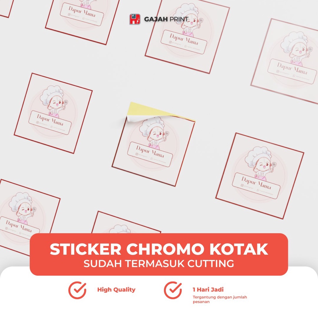 

Stiker Chromo Kotak Custom + Cutting Kiss Cut / Sticker Label Toples / Label Makanan / Free Design