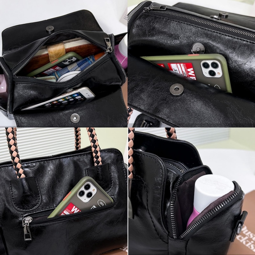 TAS SELEMPANG WANITA IMPORT KULIT HITAM UMADAM TA707B5 SHOULDER BAG BESAR SLINGBAG BAHU PREMIUM FASHION KOREA KEKINIAN REMAJA BRANDED BATAM CEWEK MURAH