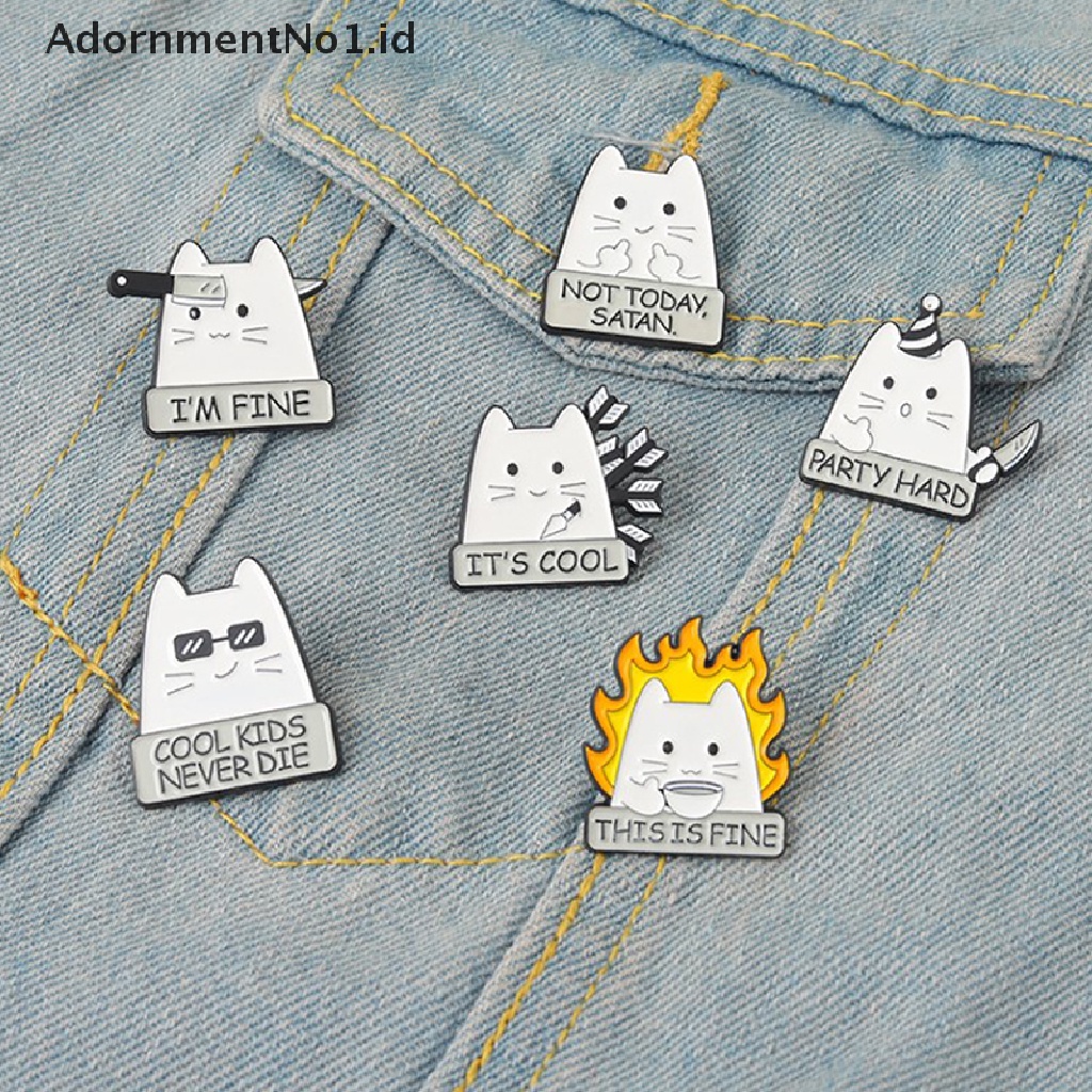 Bros / Pin Enamel Desain Kucing Kartun 1 | I 'M FINE Untuk Hadiah Anak