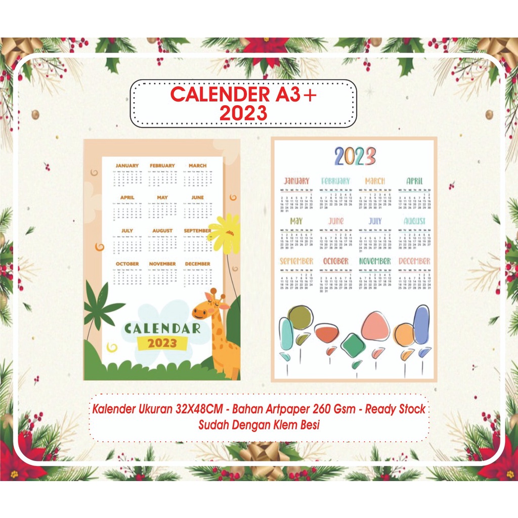 Cetak KALENDER CUTE Aesthetic - kalender poster - kalender dinding - kalender 2023 custom