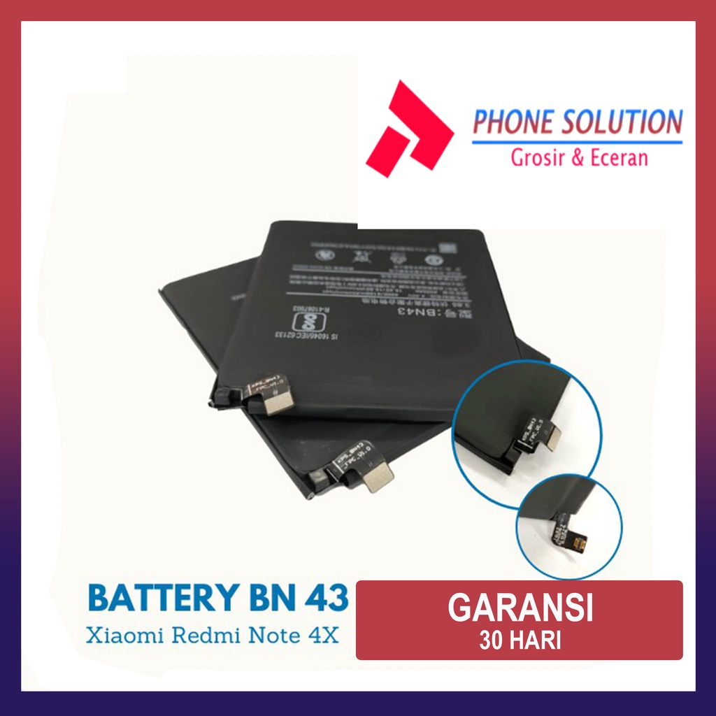 Baterai Xiaomi Redmi Note 4X Processor Snapdrgon / Baterai Xiaomi BN43 High Version // Supplier LCD Xiaomi - Garansi 1 Bulan