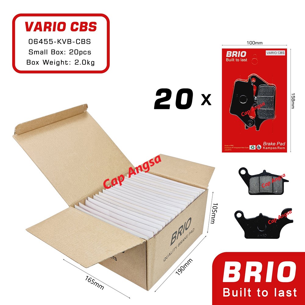 BRIO FRONT BRAKE PAD KAMPAS REM DEPAN DISC DISPED REM 20PC 1 BOX VARIO SPACY SCOOPY DISPAD 06455 KVB