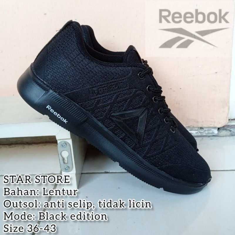 SEPATU SEKOLAH REEBOK HITAM TEBAIK MURAH PRIA/WANITA SEPATU SNEAKERS HITAM SEPATU SPORT