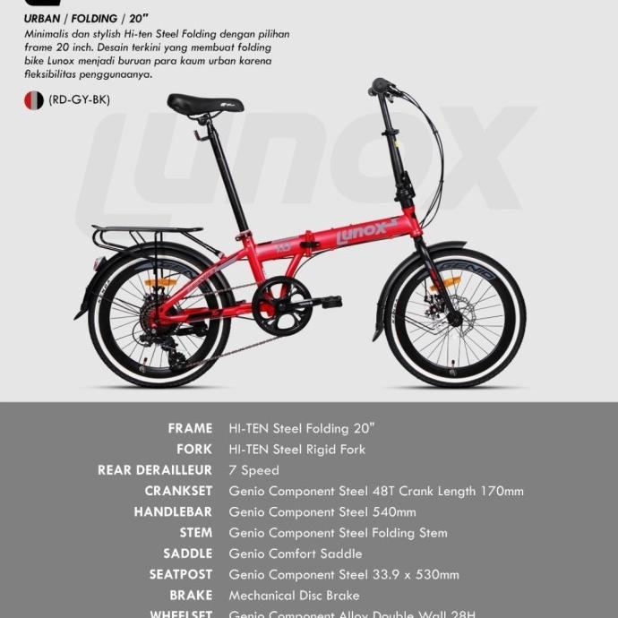 TERJAMIN Sepeda Lipat 20 inch Genio Lunox 1.0