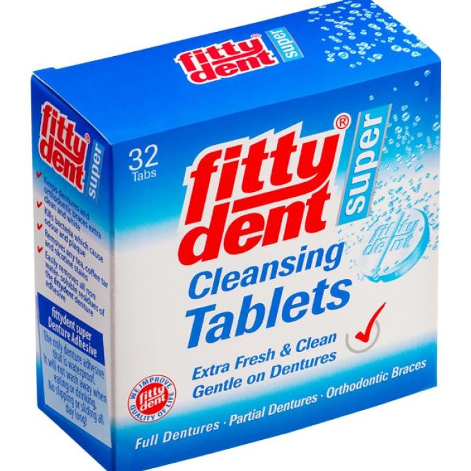 Pembersih Gigi Palsu Fittydent Super Cleansing Tablets - 32 Tabs ---TERBARU---