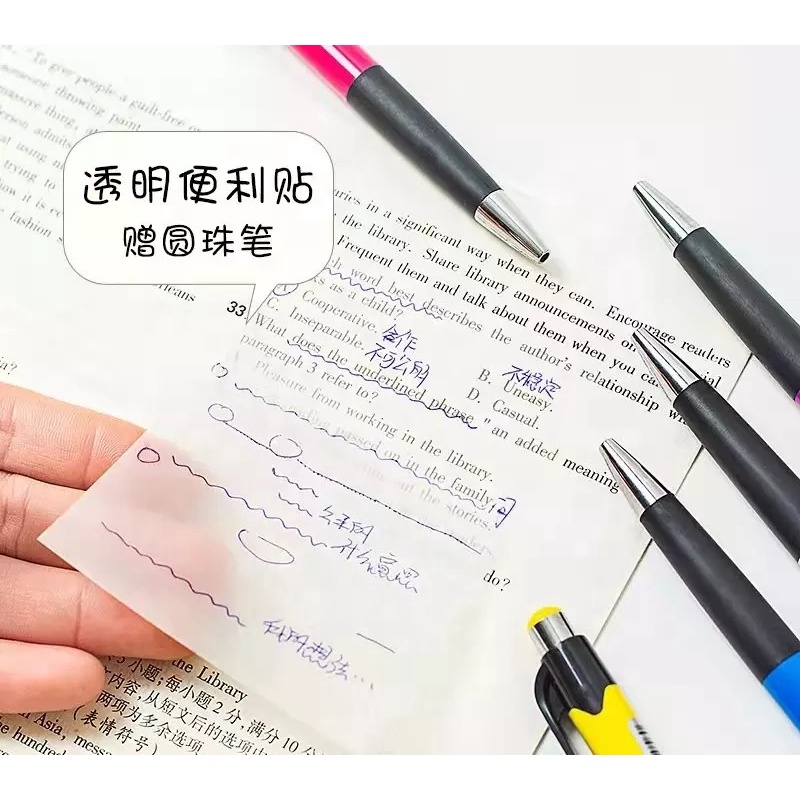 

50 Lembar Sticky Note Transparan Memo Alat Tulis Sekolah Kantor Murah Estetik Bagus