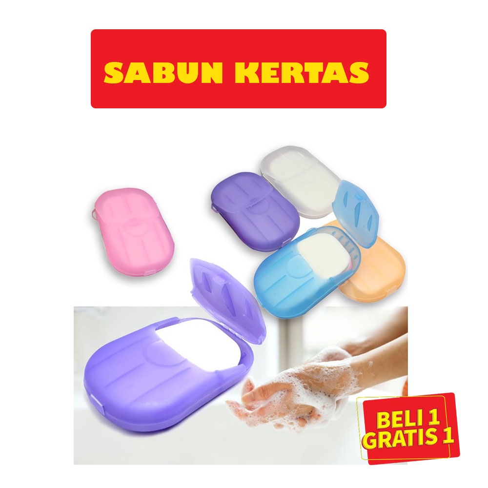 Sabun Travel Beli 1 Kotak Gratis 1 Kotak Isi 20 Pcs Sabun Kertas Sabun Cuci Tangan Traveling Papper Soap Travel Soap Paper Sabun Portabel Sabun Tipis- Warna Acak