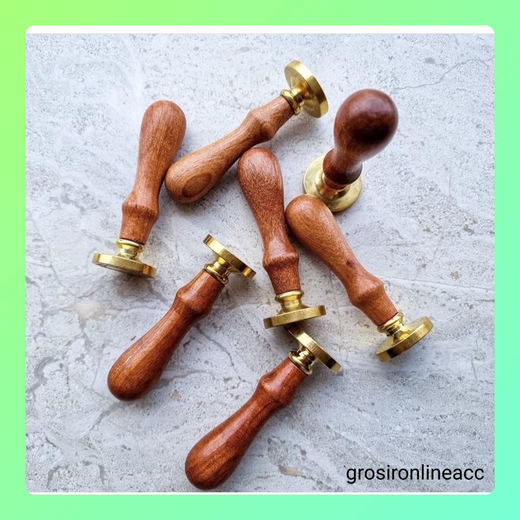 Wax Seal Stamp Gagang Segel surat vintage Kayu Coklat
