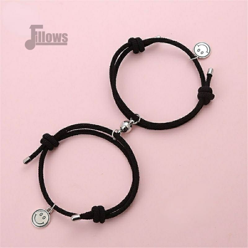 2 Pcs Gelang Coupel Magnet Smile Forever / Gelang Pasangan Bestie