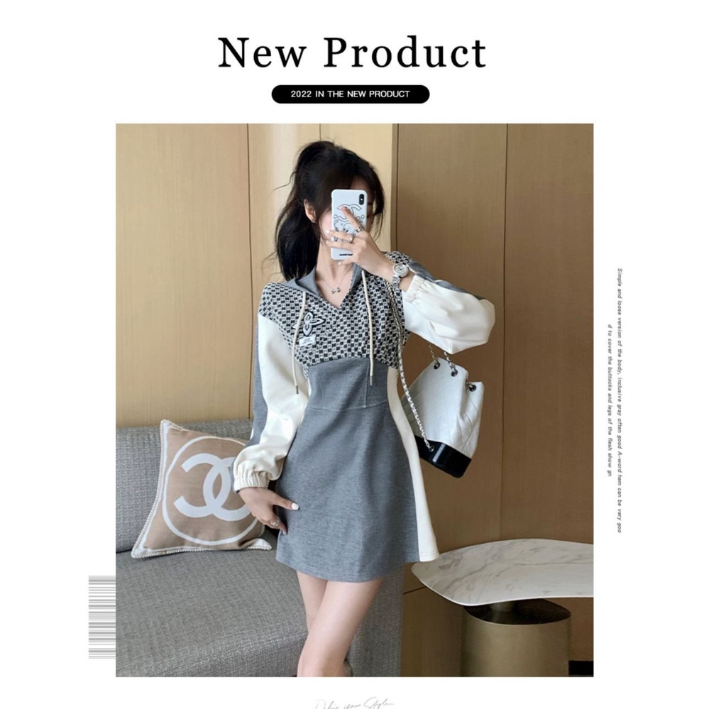 #Sisjuly# Gaun angin dupa kecil wanita gaun bodysuit melangsingkan pinggang musim gugur wanita