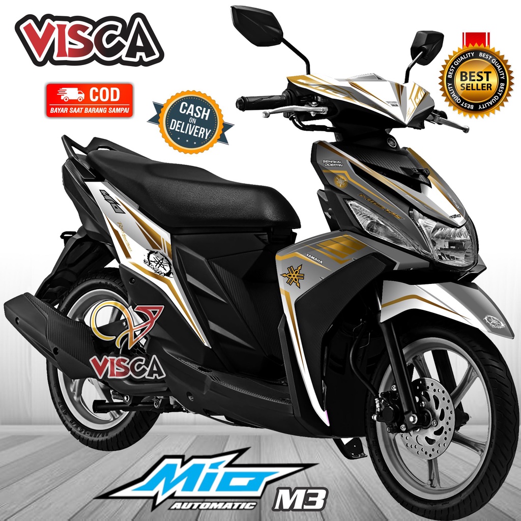 Decal Mio M3 125 Full Body Stiker Mio M3 125 Full Body Striping Mio M3 Simple Gold