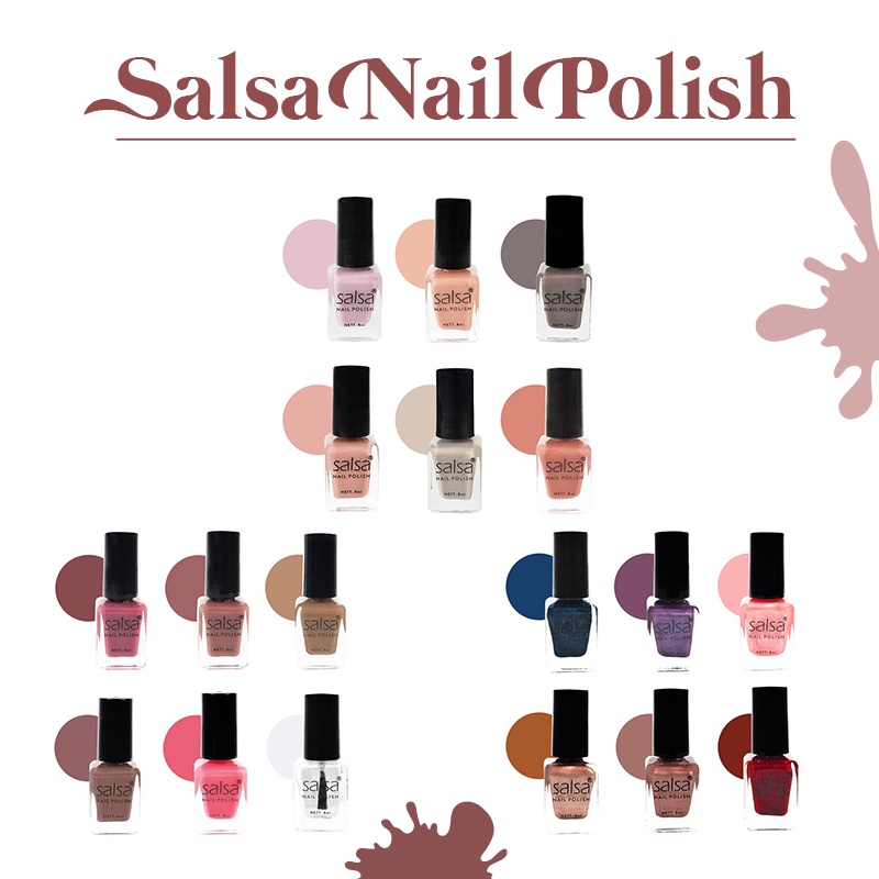 SALSA NAIL POLISH 8ML [ECER/PCS] NUDE || GLAM WARNA RANDOM