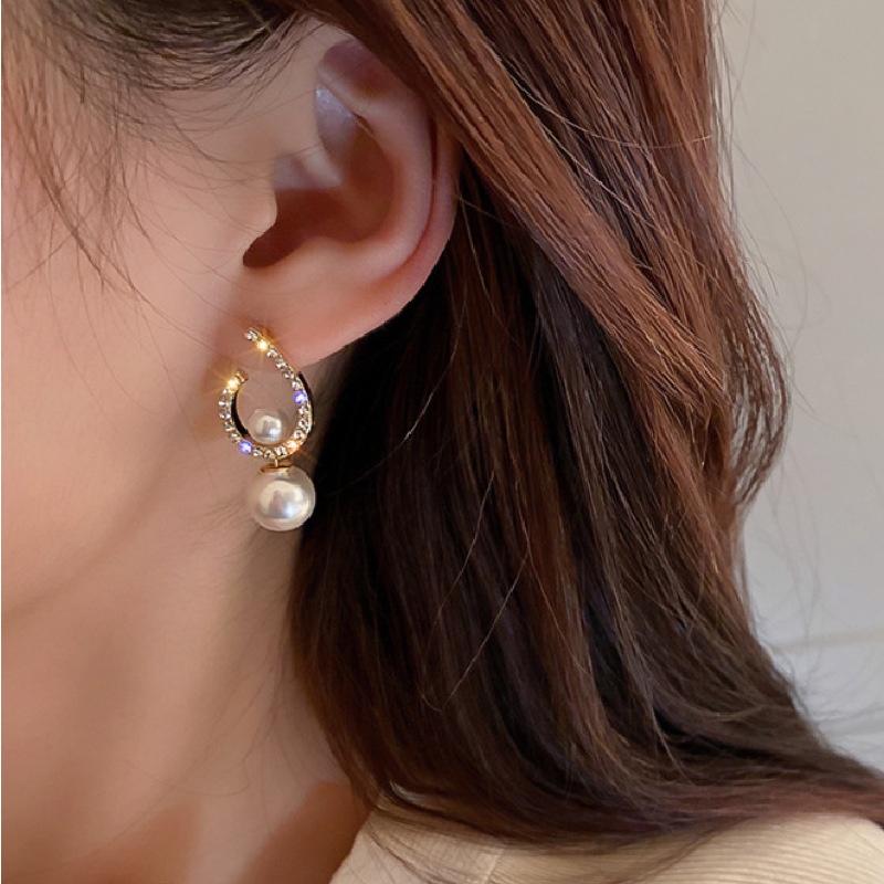 Anting Stud Hias Mutiara Gaya Korea Untuk Perempuan