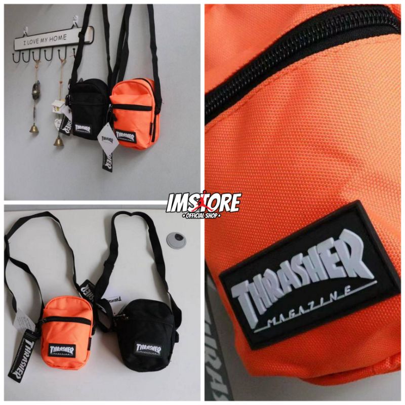 Sling bag mini pria dan wanita / Thrasher mini sling bag 02 orange dan black