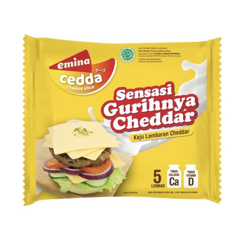 

Emina Cedda Cheese Slice Keju Slice Cheddar 75gr Isi 5 Lembar / Emina / Cedda / Cheese / Slice / Keju / Slice / Cheddar / Lembaran / Mozzarella / Isi 5 Lembar