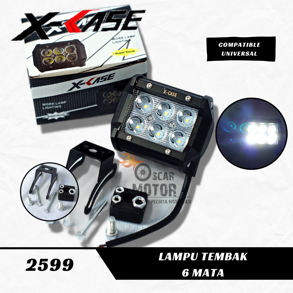 Lampu Tembak Sorot Mini Led PLUS BREKET Cree CWL 6 Mata UNIVERSAL   By Mega_Racing