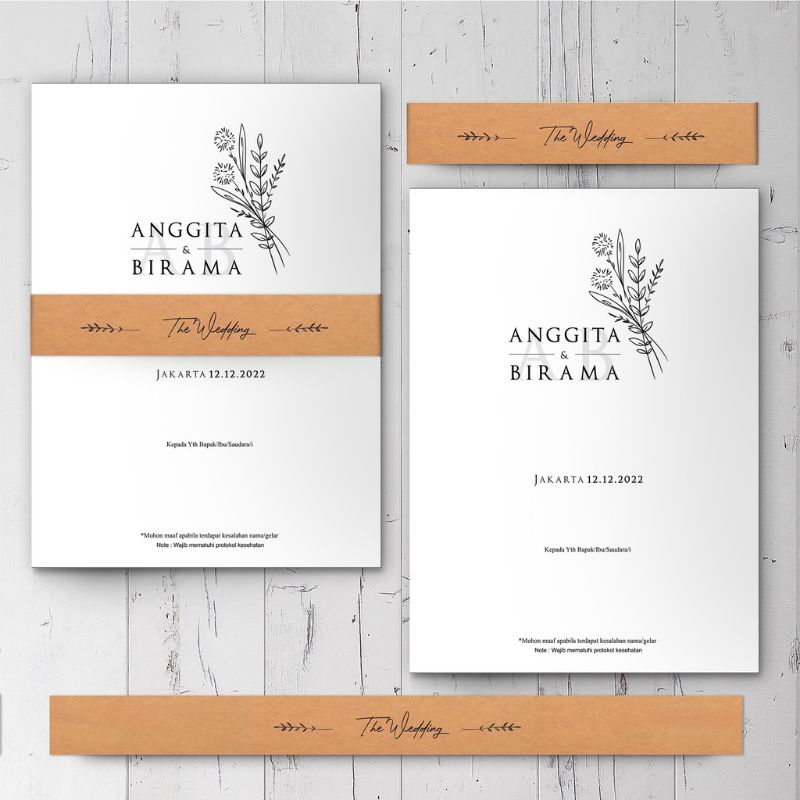 undangan pernikahan sabuk/ undangan pernikahan rustic jasmine glitter murah