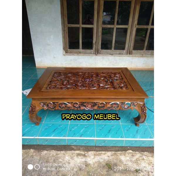Meja tamu ketapang 120x80 - meja lesehan opium jati - furniture jepara