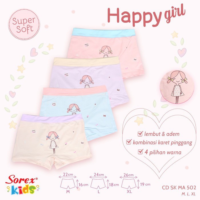 K604 - (HARGA PER 1 PCS) CELANA DALAM BOXER ANAK WANITA SOREX SIZE M - XL