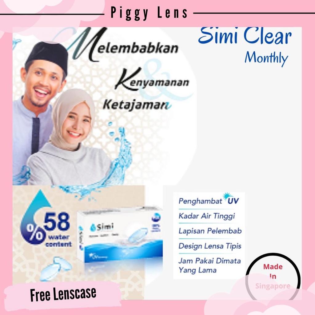 Softlens Bening Simi Clear Minus 0.50 sd 15.00 MADE IN SINGAPORE FREE LENSCASE