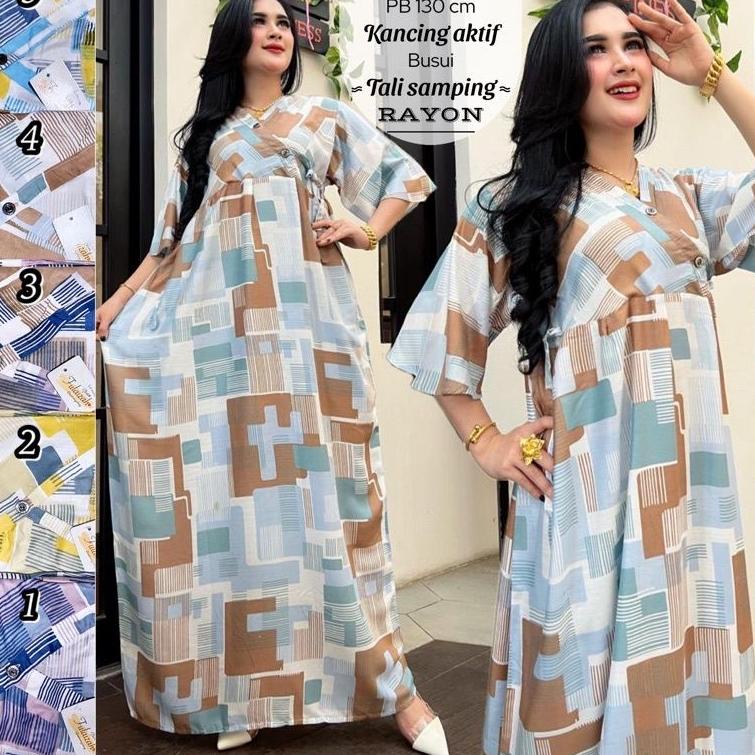 HOT Dress Daster Kimono Panjang Kekinian Semata Kaki Busui Rayon Adem Murah dress ruffle wanita kore