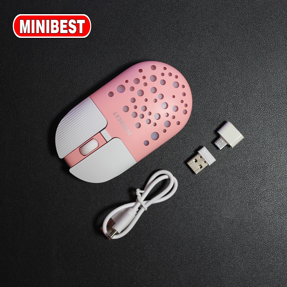 [MB] MN-B398 Pink Mouse Wireless Bluetooth 1600DPI dengan Receiver USB untuk PC Laptop